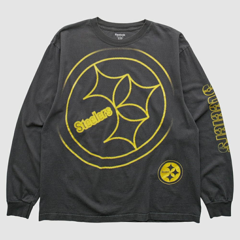 Pittsburgh Steelers Reebok 2000s Long Sleeve T-shirt Charcoal Vintage - Fanatics
