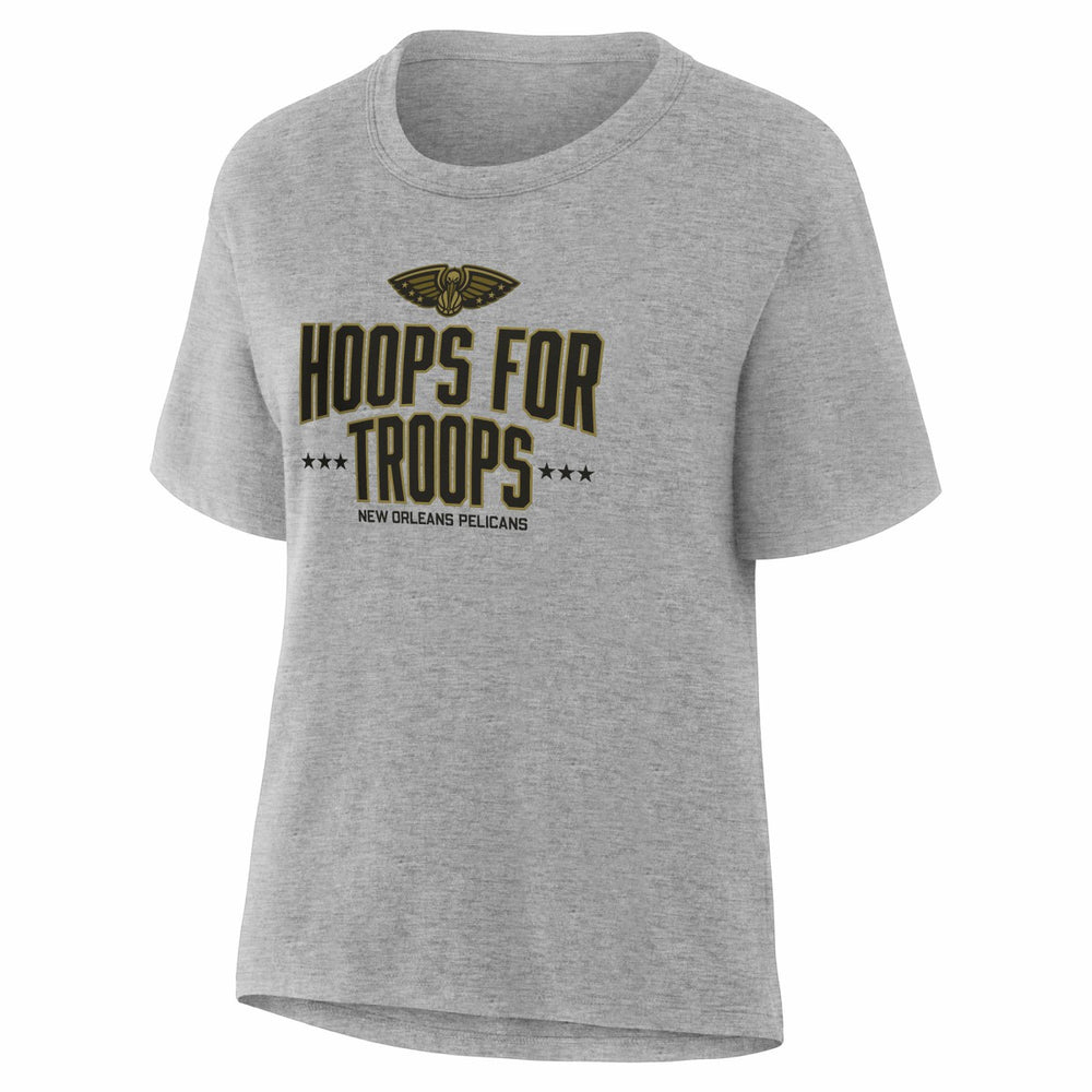 NBA - New Orleans Pelicans Women's Hoops For Troops T-Shirt - Gray