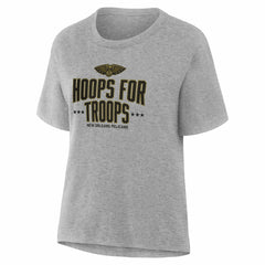 NBA - New Orleans Pelicans Women's Hoops For Troops T-Shirt - Gray