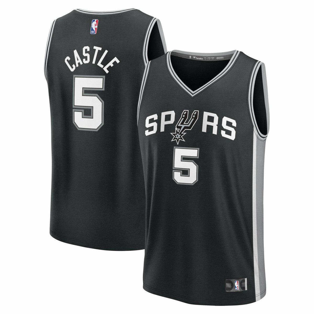 Fanatics - Stephon Castle San Antonio Spurs Fast Break Replica Jersey - Black - Icon Edition