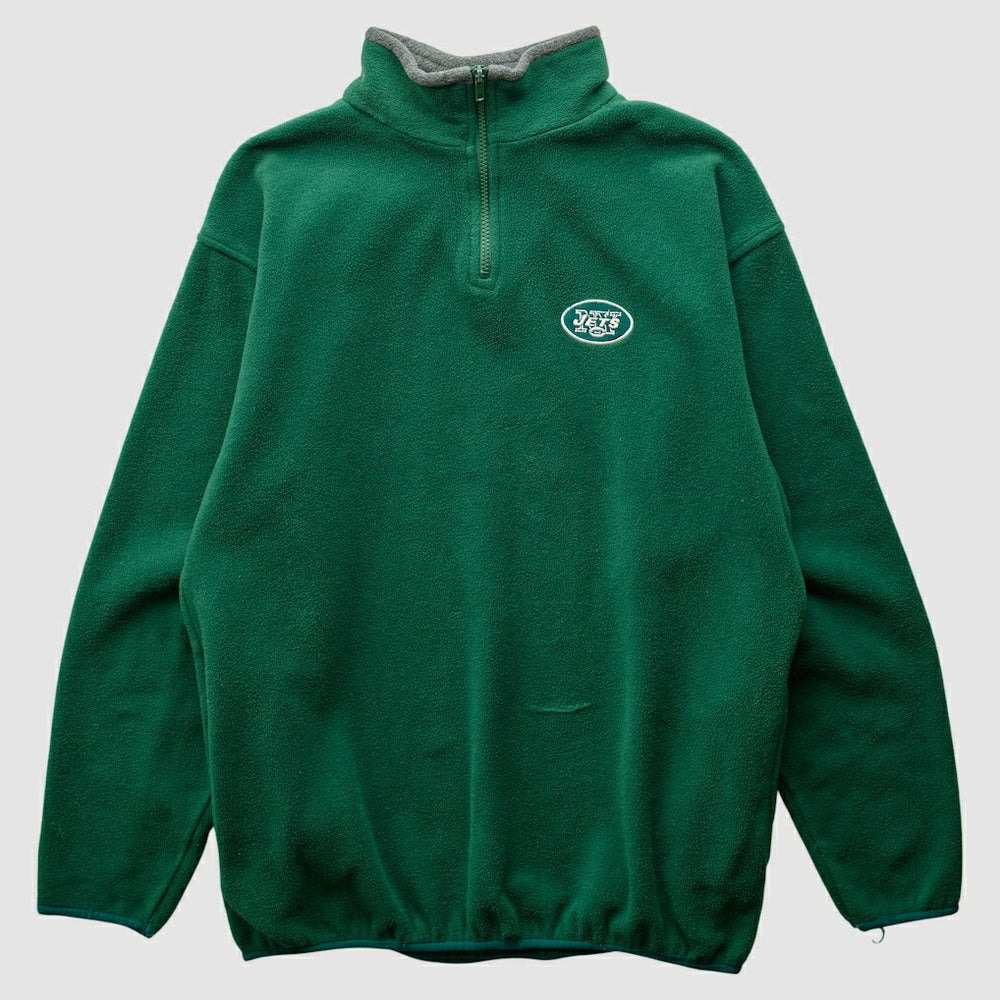 New York Jets Majestic 2000s 1/4 Zip Sweatshirt Green Vintage - Fanatics