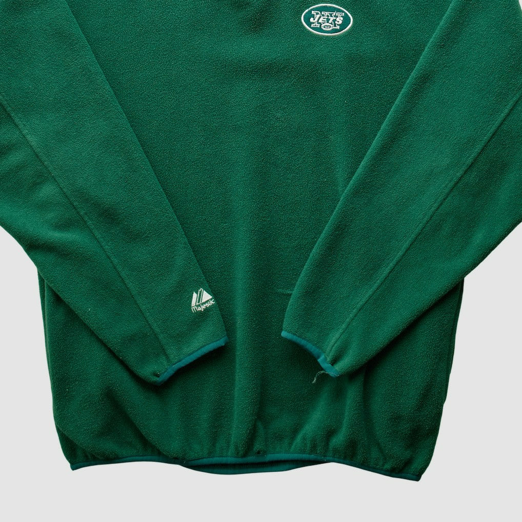 New York Jets Majestic 2000s 1/4 Zip Sweatshirt Green Vintage - Fanatics