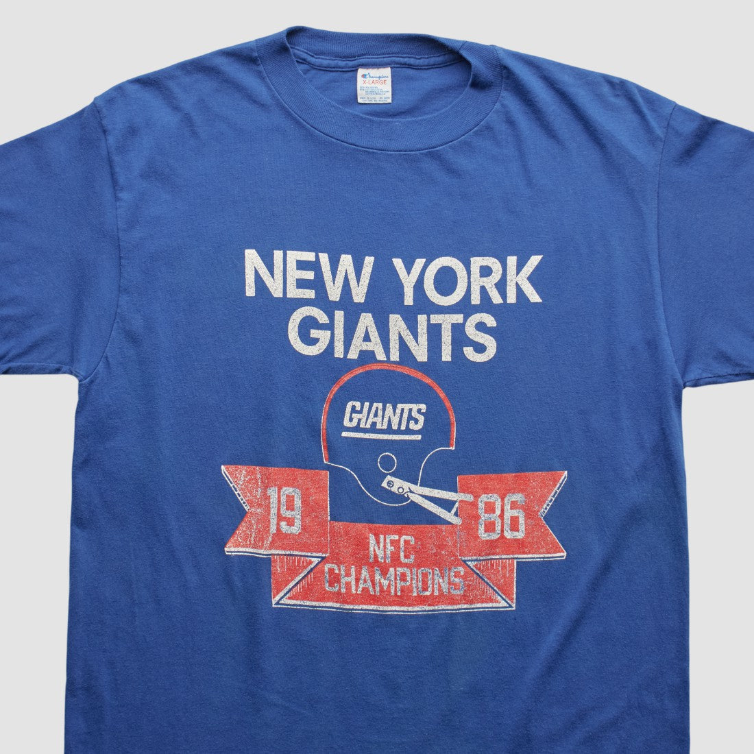 New York Giants Champion 1986 T-shirt Blue Vintage - Fanatics