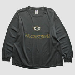 Green Bay Packers Logo Athletic 2000s Long Sleeve T-shirt Charcoal Vintage - Fanatics