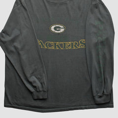 Green Bay Packers Logo Athletic 2000s Long Sleeve T-shirt Charcoal Vintage - Fanatics