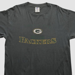 Green Bay Packers Logo Athletic 2000s Long Sleeve T-shirt Charcoal Vintage - Fanatics