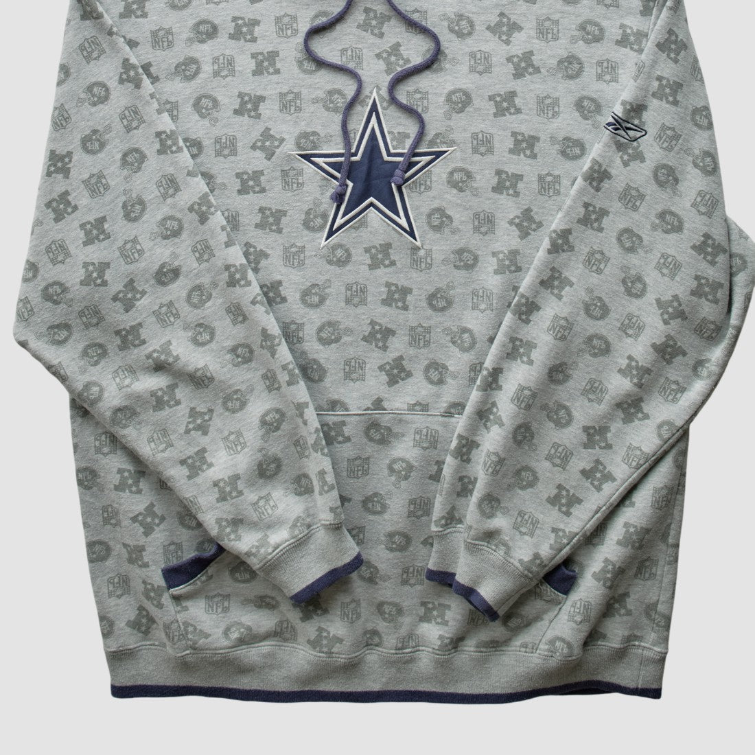 Denver Broncos Reebok 2010s Hooded Pullover Sweatshirt Heather Gray Vintage - Fanatics