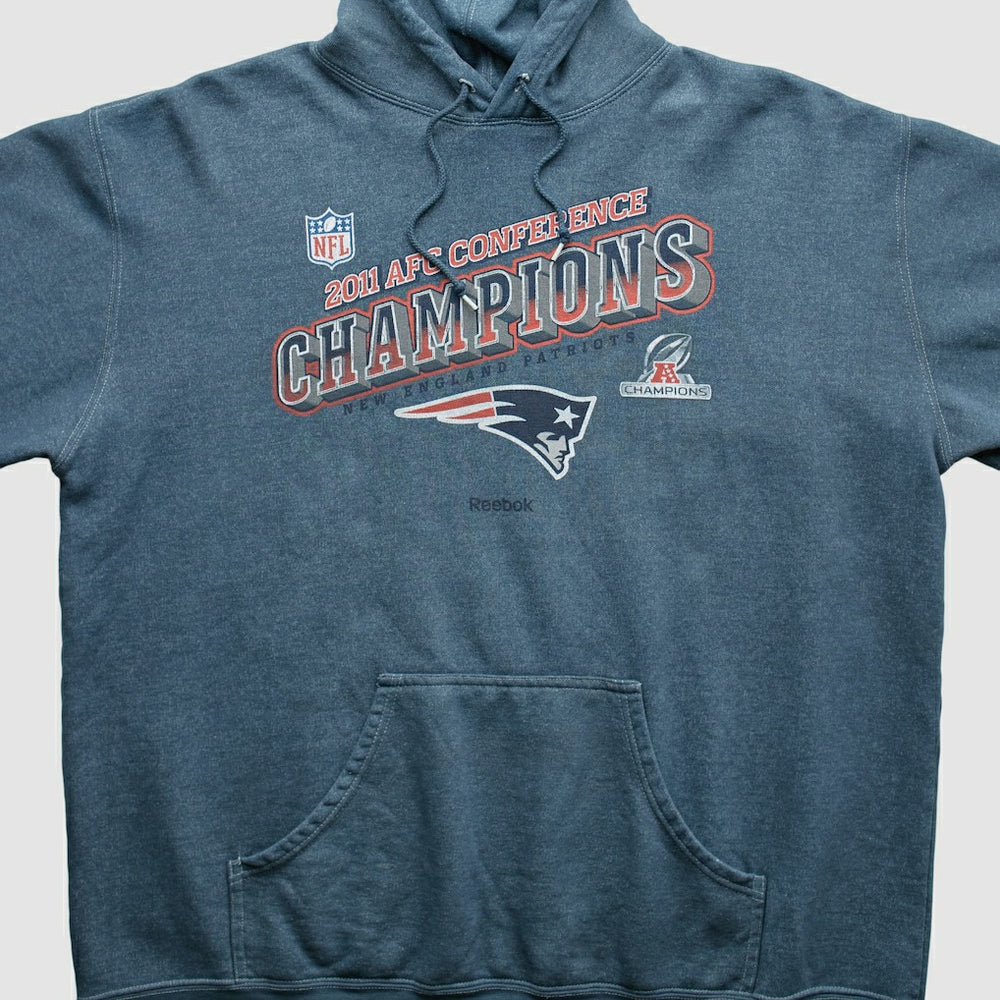 New England Patriots Reebok 2011 Hooded Pullover Sweatshirt Blue Vintage - Fanatics