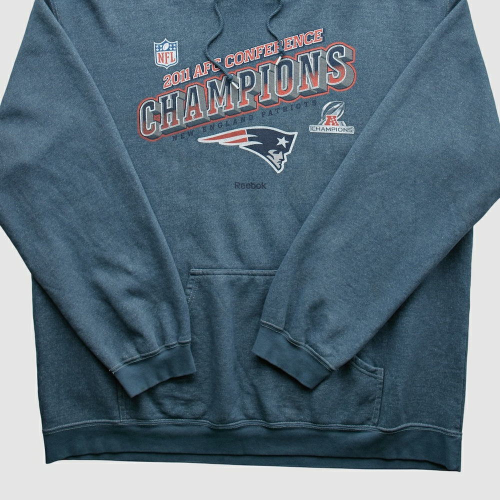 New England Patriots Reebok 2011 Hooded Pullover Sweatshirt Blue Vintage - Fanatics