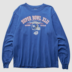 New York Giants Reebok 2008 Long Sleeve T-shirt Blue Vintage - Fanatics