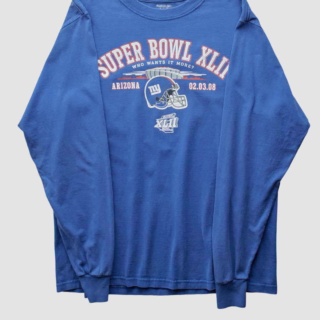 New York Giants Reebok 2008 Long Sleeve T-shirt Blue Vintage - Fanatics