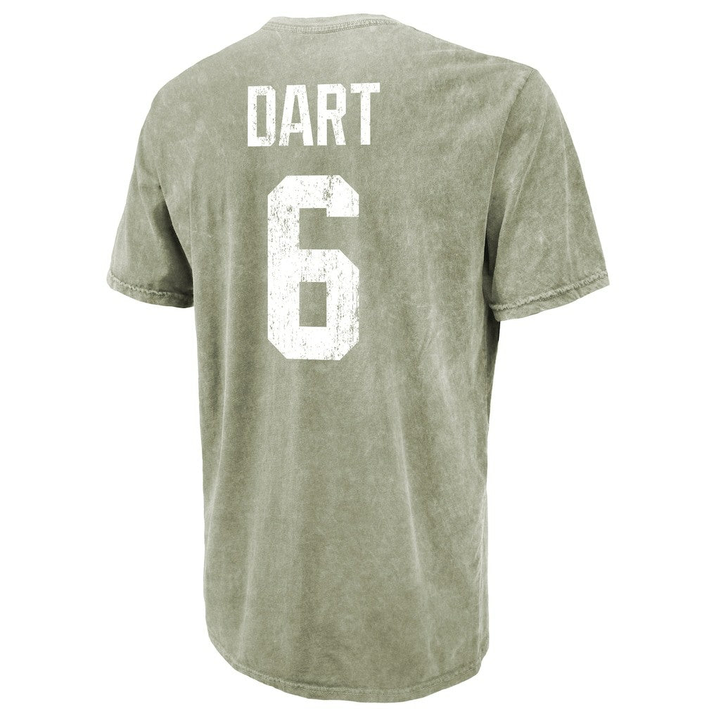 Jaxson Dart New York Giants Majestic Threads Mineral Wash Name & Number T-Shirt Moss Green - NFL