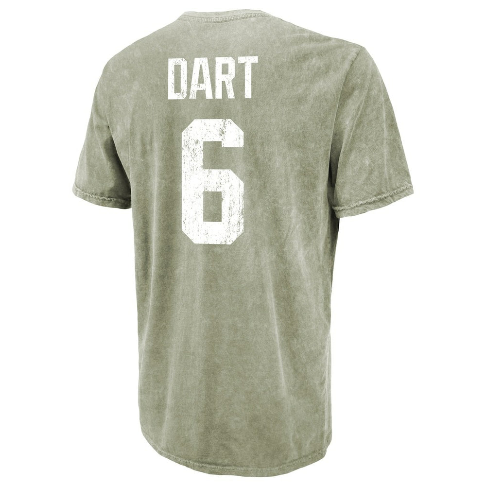 Jaxson Dart New York Giants Majestic Threads Mineral Wash Name & Number T-Shirt Moss Green - NFL