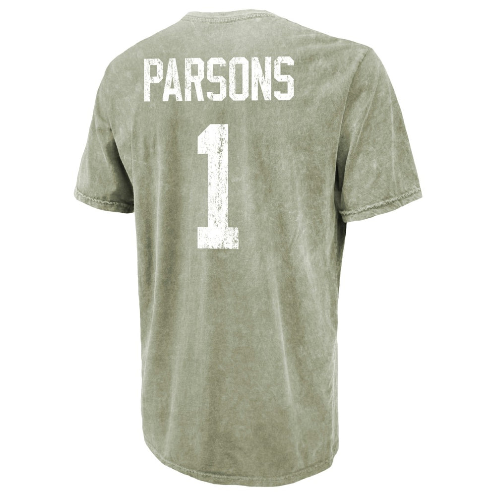 Micah Parsons Green Bay Packers Majestic Threads Mineral Wash Name & Number T-Shirt Moss Green - NFL