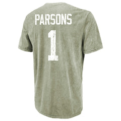 Micah Parsons Green Bay Packers Majestic Threads Mineral Wash Name & Number T-Shirt Moss Green - NFL