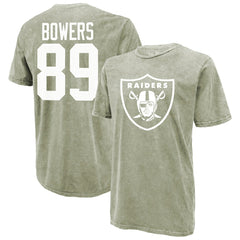 Brock Bowers Las Vegas Raiders Majestic Threads Mineral Wash Name & Number T-Shirt Moss Green - NFL