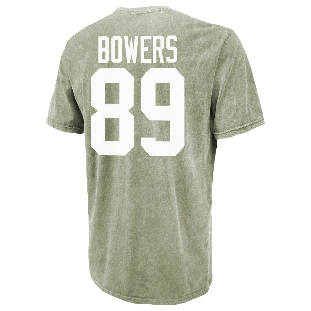 Brock Bowers Las Vegas Raiders Majestic Threads Mineral Wash Name & Number T-Shirt Moss Green - NFL