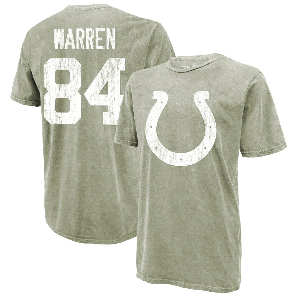 Tyler Warren Indianapolis Colts Majestic Threads Mineral Wash Name & Number T-Shirt Moss Green - NFL