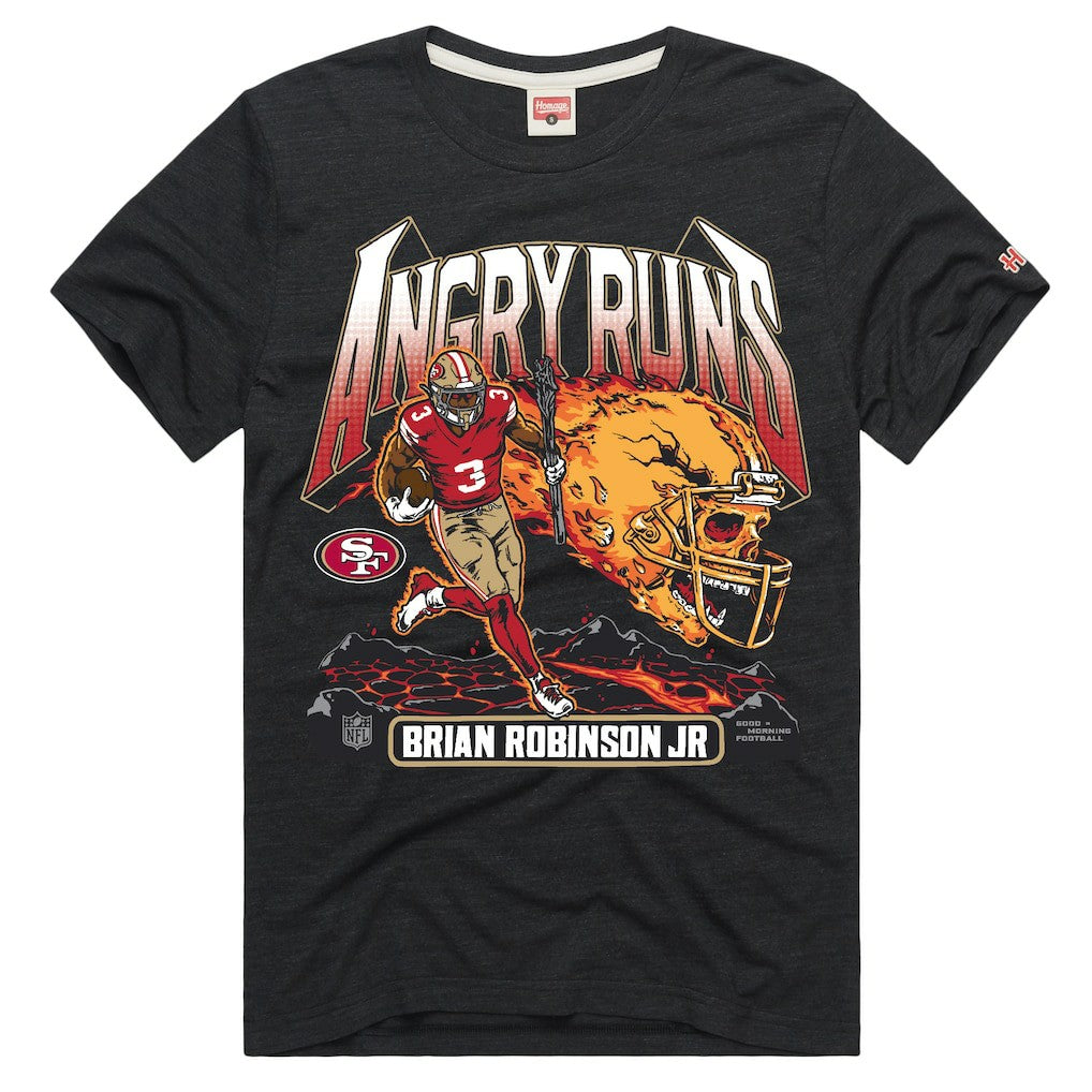 Brian Robinson Jr. San Francisco 49ers Homage Unisex Angry Runs Player Graphic Tri-Blend T-Shirt Charcoal - NFL