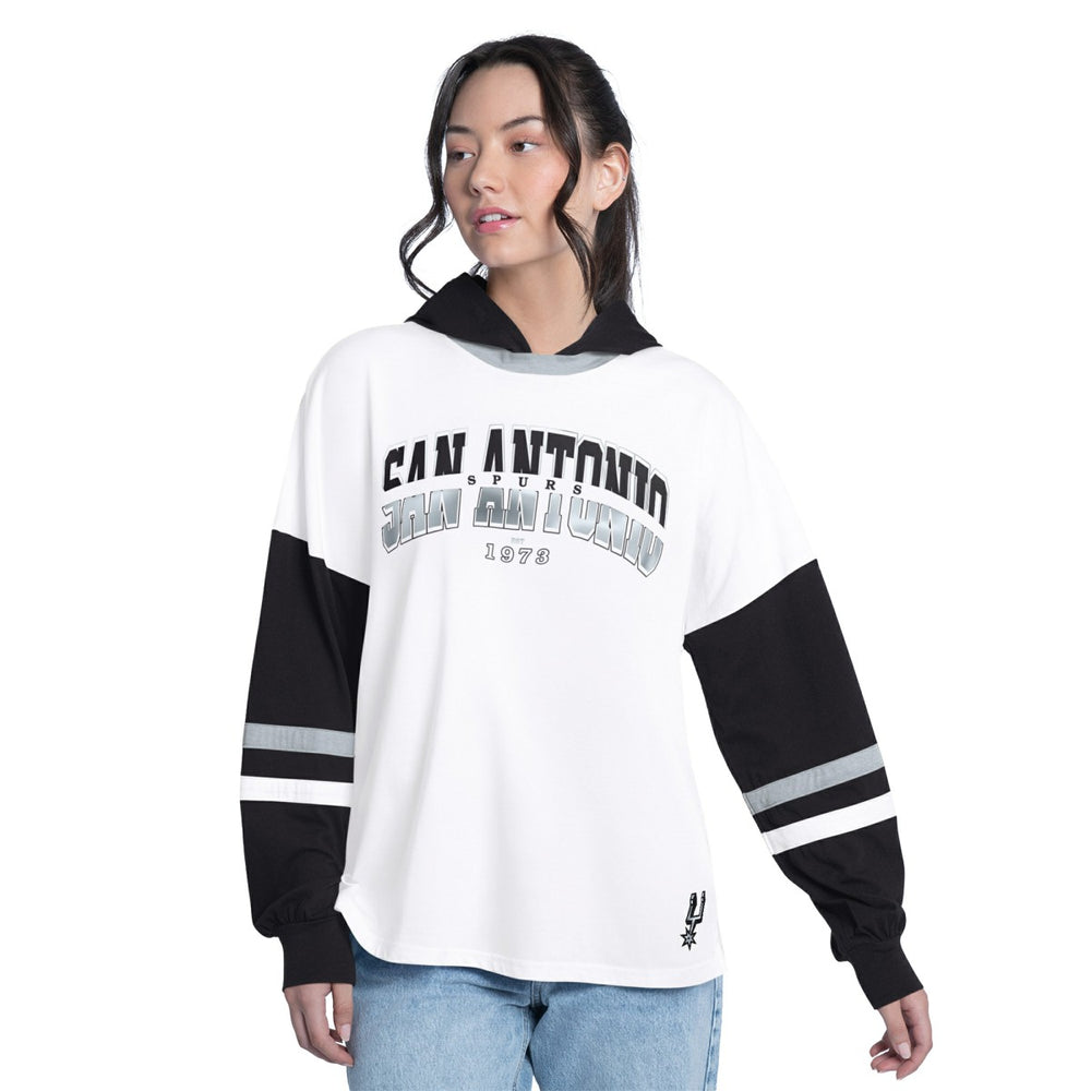 NBA - San Antonio Spurs G-III 4Her by Carl Banks Women's Key Player Oversized Hooded Long Sleeve T-Shirt - White/Black