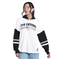 NBA - San Antonio Spurs G-III 4Her by Carl Banks Women's Key Player Oversized Hooded Long Sleeve T-Shirt - White/Black