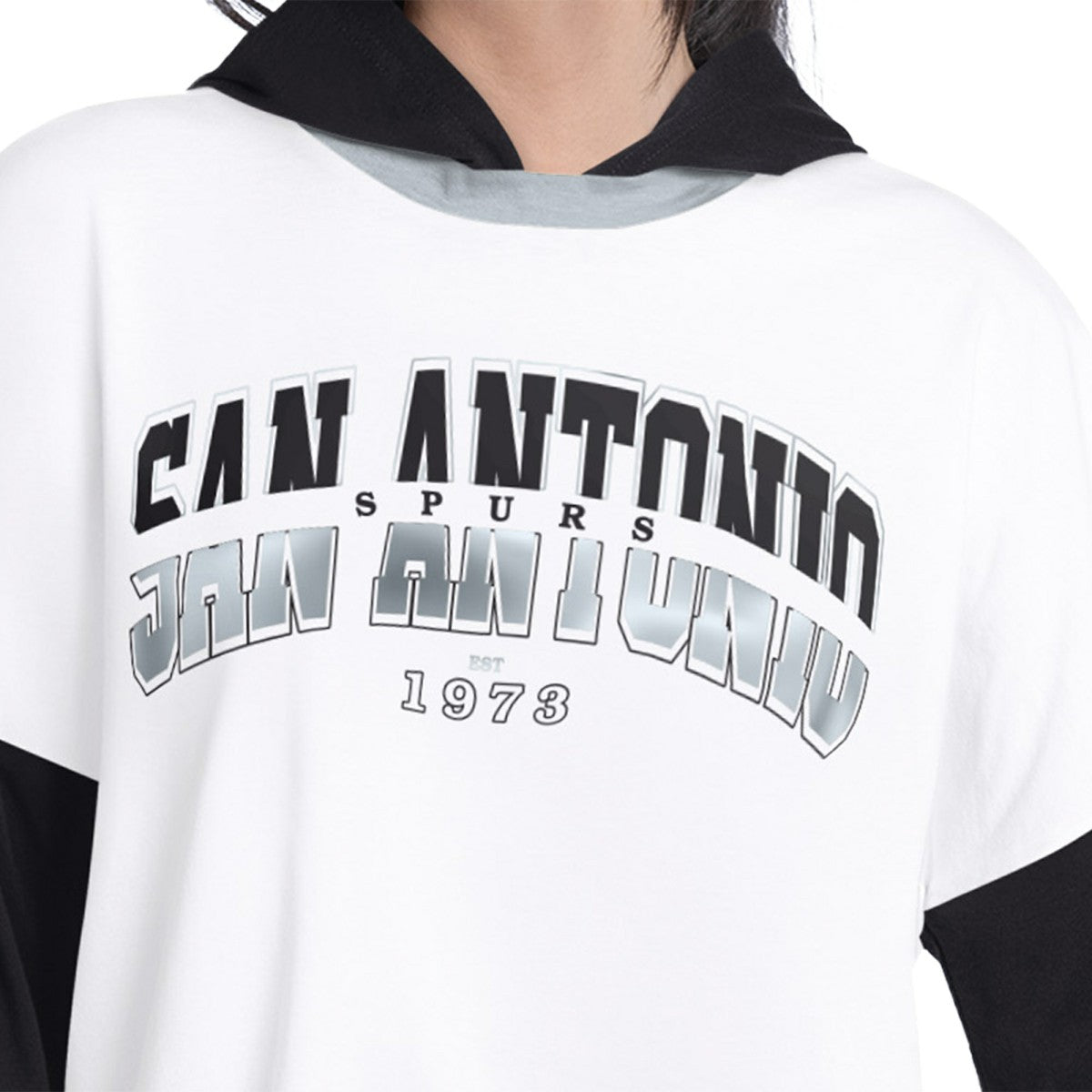 NBA - San Antonio Spurs G-III 4Her by Carl Banks Women's Key Player Oversized Hooded Long Sleeve T-Shirt - White/Black