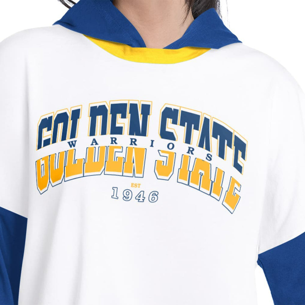 NBA - Golden State Warriors G-III 4Her by Carl Banks Women's Key Player Oversized Hooded Long Sleeve T-Shirt - White/Royal