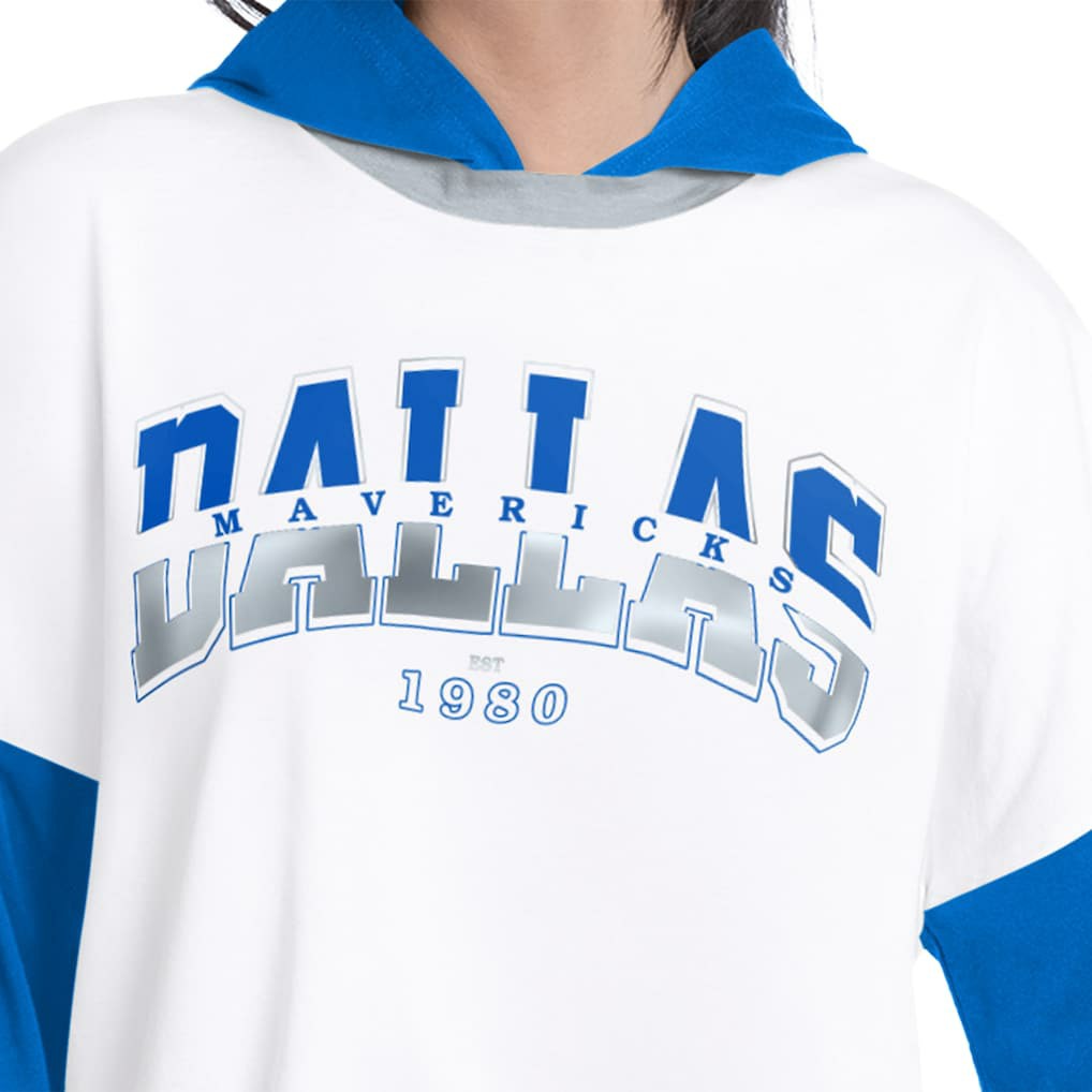 NBA - Dallas Mavericks G-III 4Her by Carl Banks Women's Key Player Oversized Hooded Long Sleeve T-Shirt - White/Royal
