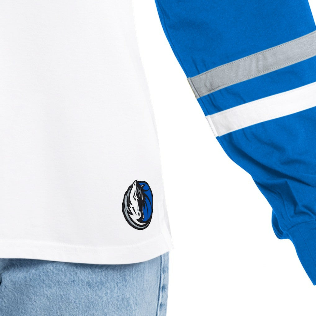 NBA - Dallas Mavericks G-III 4Her by Carl Banks Women's Key Player Oversized Hooded Long Sleeve T-Shirt - White/Royal