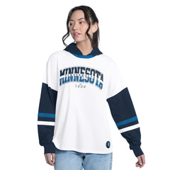 NBA - Minnesota Timberwolves G-III 4Her by Carl Banks Women's Key Player Oversized Hooded Long Sleeve T-Shirt - White/Navy