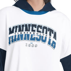NBA - Minnesota Timberwolves G-III 4Her by Carl Banks Women's Key Player Oversized Hooded Long Sleeve T-Shirt - White/Navy
