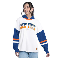 NBA - New York Knicks G-III 4Her by Carl Banks Women's Key Player Oversized Hooded Long Sleeve T-Shirt - White/Royal