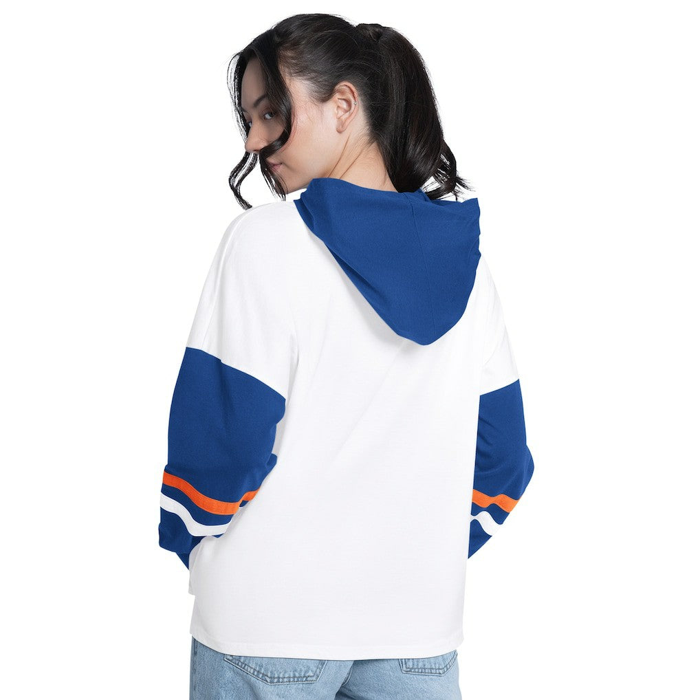 NBA - New York Knicks G-III 4Her by Carl Banks Women's Key Player Oversized Hooded Long Sleeve T-Shirt - White/Royal