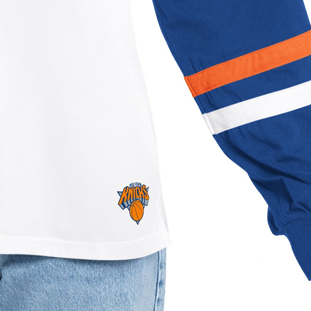NBA - New York Knicks G-III 4Her by Carl Banks Women's Key Player Oversized Hooded Long Sleeve T-Shirt - White/Royal