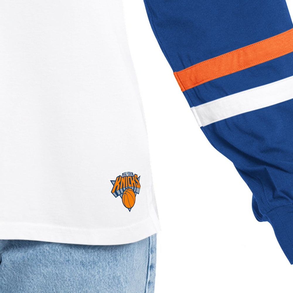 NBA - New York Knicks G-III 4Her by Carl Banks Women's Key Player Oversized Hooded Long Sleeve T-Shirt - White/Royal