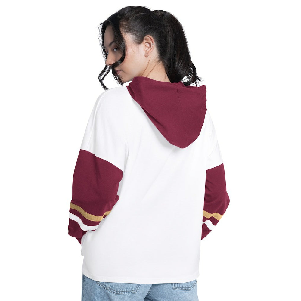 NBA - Cleveland Cavaliers G-III 4Her by Carl Banks Women's Key Player Oversized Hooded Long Sleeve T-Shirt - White/Wine