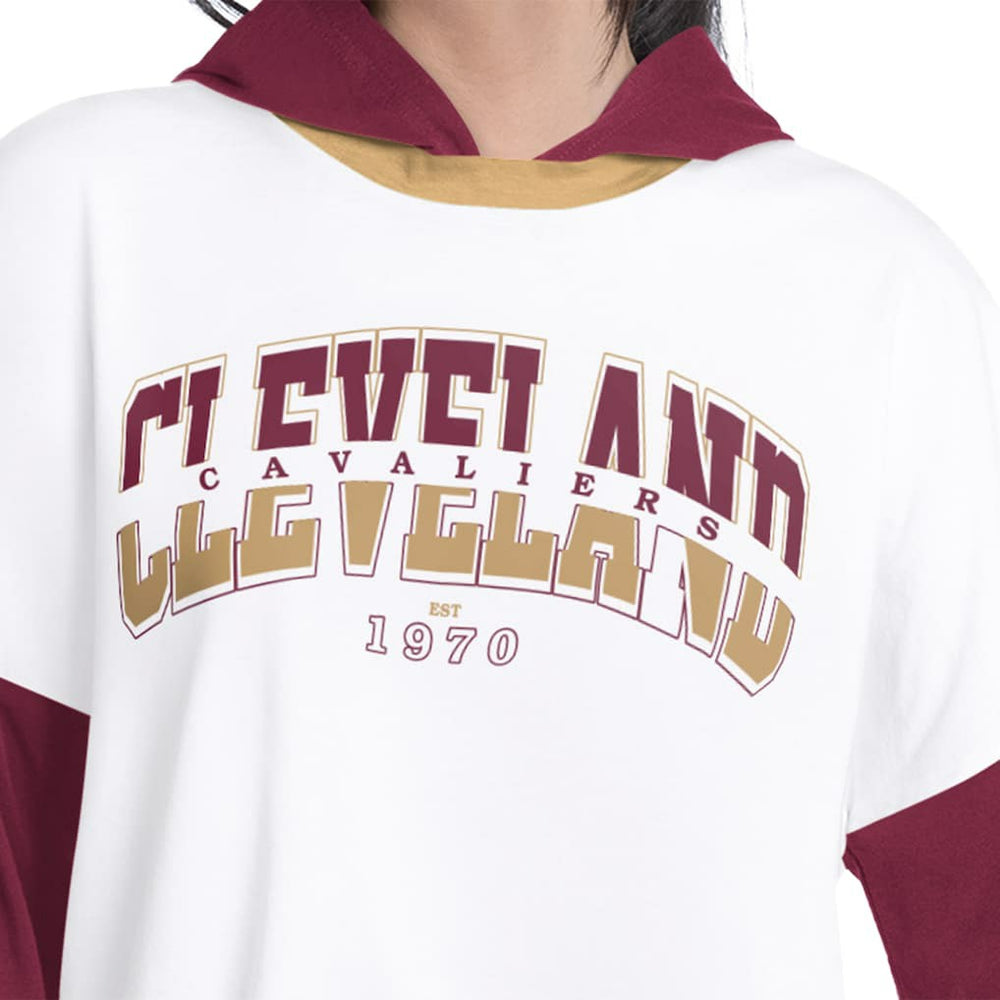 NBA - Cleveland Cavaliers G-III 4Her by Carl Banks Women's Key Player Oversized Hooded Long Sleeve T-Shirt - White/Wine