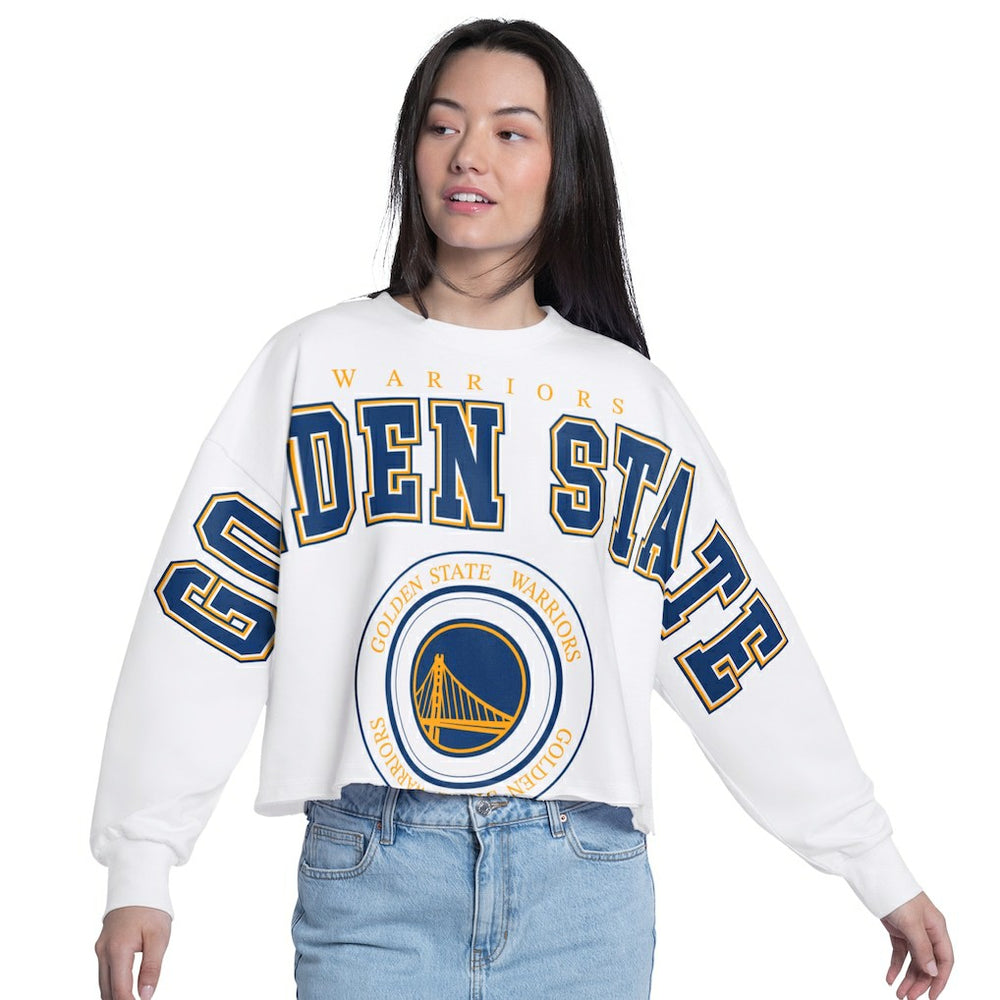 NBA - Golden State Warriors G-III 4Her by Carl Banks Women's Bleachers Cropped French Terry Sweatshirt - White