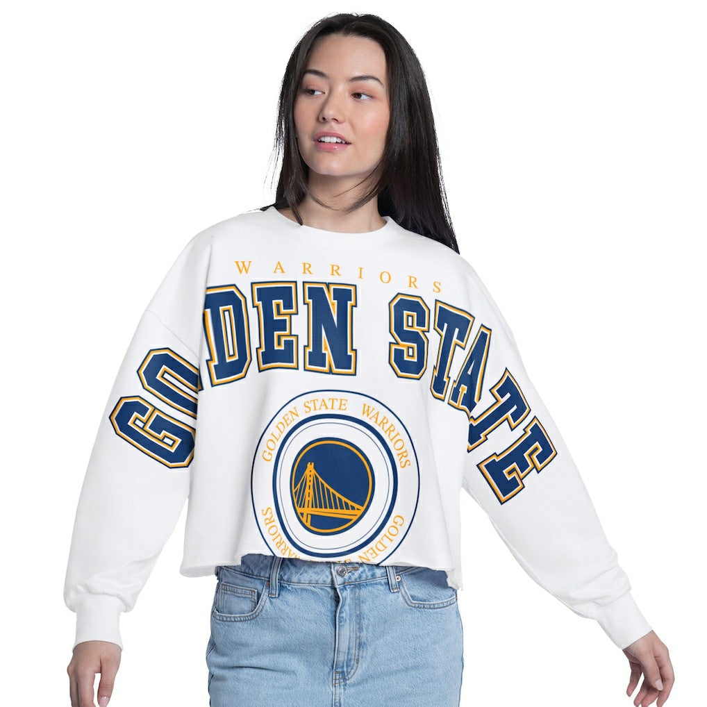 NBA - Golden State Warriors G-III 4Her by Carl Banks Women's Bleachers Cropped French Terry Sweatshirt - White