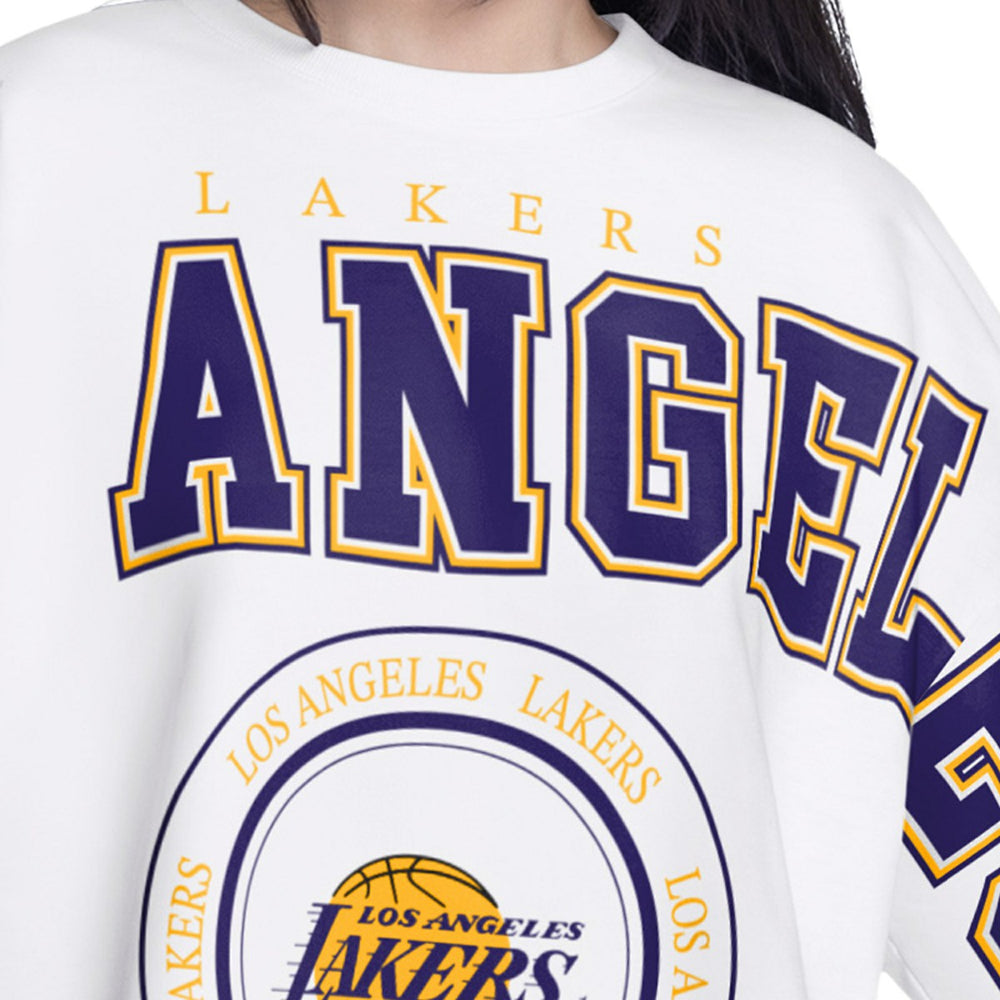 NBA - Los Angeles Lakers G-III 4Her by Carl Banks Women's Bleachers Cropped French Terry Sweatshirt - White