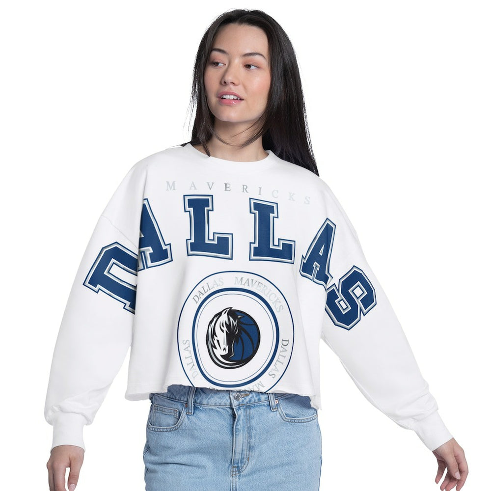 NBA - Dallas Mavericks G-III 4Her by Carl Banks Women's Bleachers Cropped French Terry Sweatshirt - White