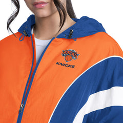 NBA - New York Knicks G-III 4Her by Carl Banks Women's Quarterback Lightweight Oversized Full-Zip Jacket - Royal/Orange