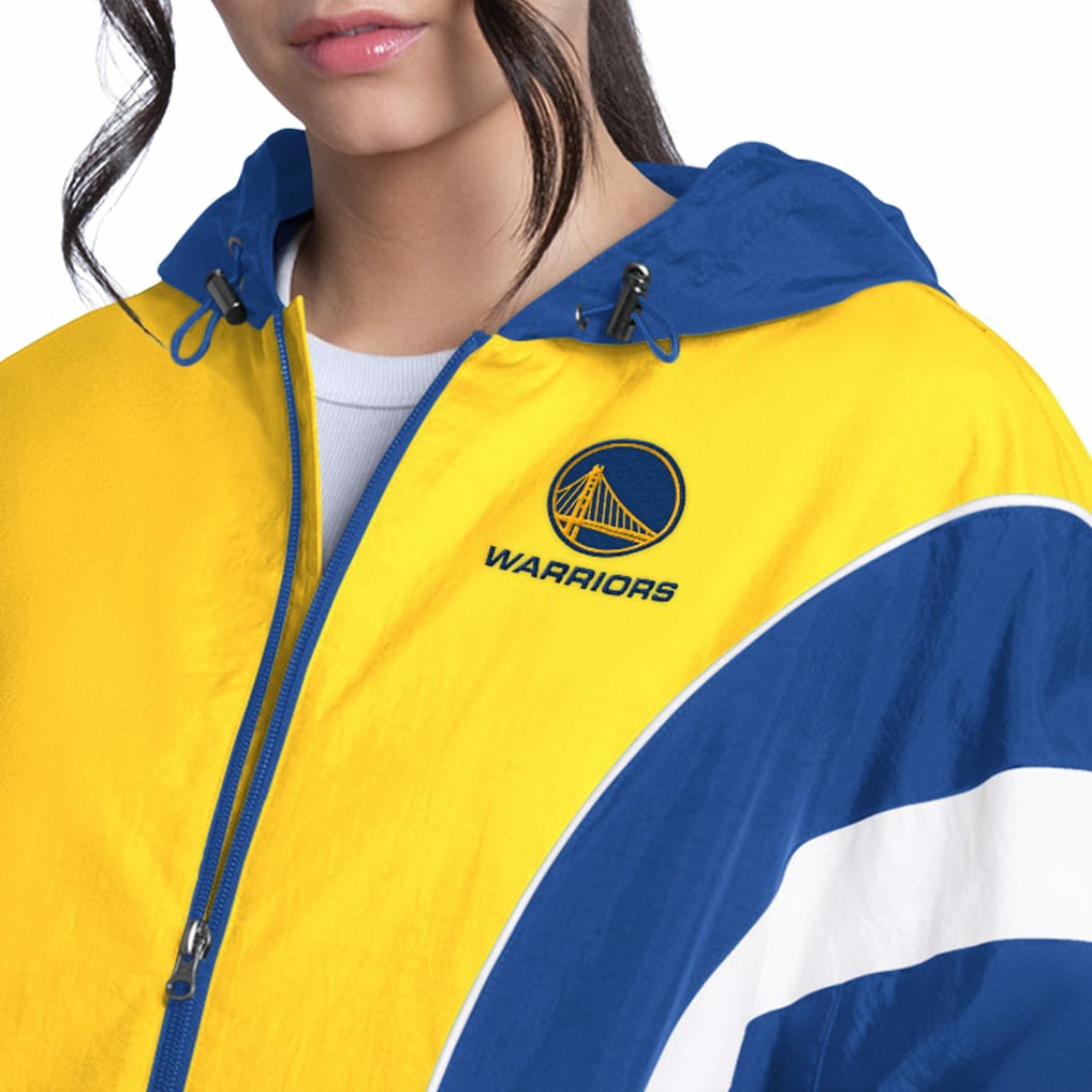 NBA - Golden State Warriors G-III 4Her by Carl Banks Women's Quarterback Lightweight Oversized Full-Zip Jacket - Royal/Gold