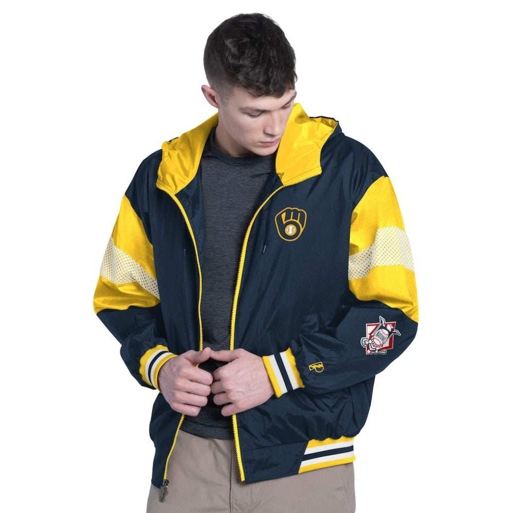 Milwaukee Brewers Pro Player Legacy Lightweight Full-Zip Hooded Jacket for sale