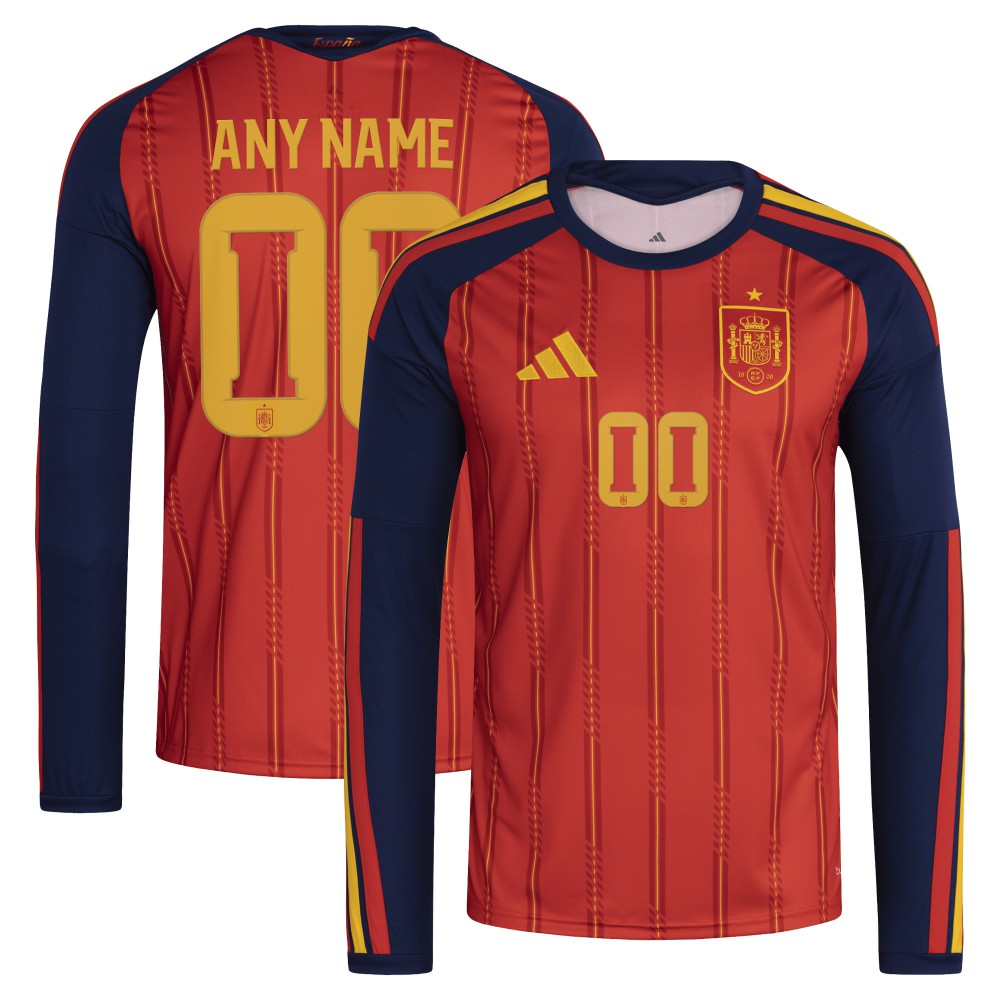Adidas Spain National Team FIFA x World Cup 2026 Home Replica Long Sleeve Custom Jerseys - Red