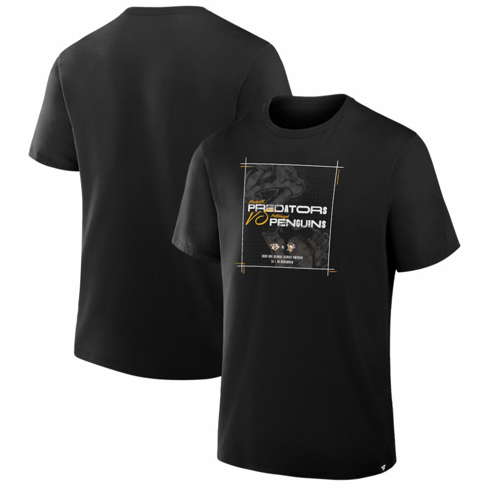 Nashville Predators - vs. Pittsburgh Penguins 2025 NHL Global Series Matchup Legacy T-Shirt Black