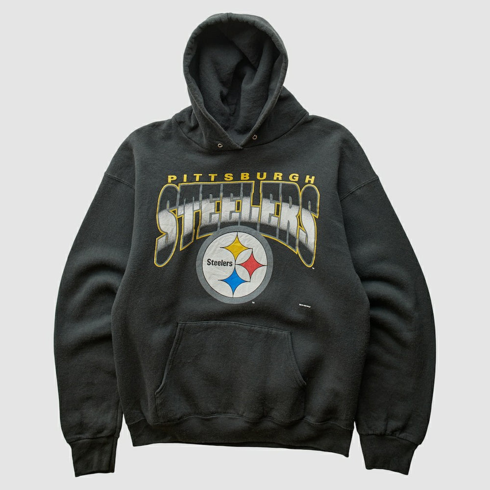 Pittsburgh Steelers 90s Hooded Pullover Sweatshirt Black Vintage - Fanatics