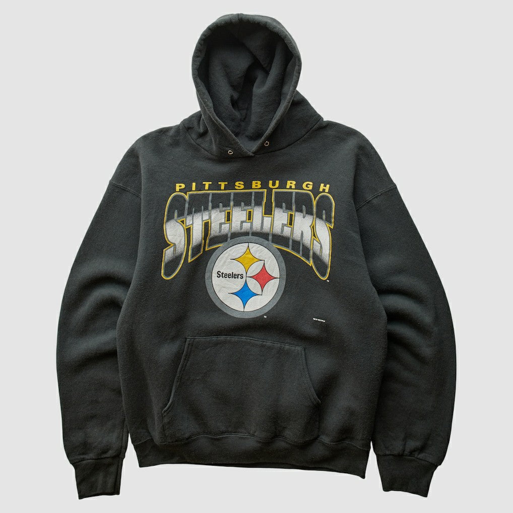 Pittsburgh Steelers 90s Hooded Pullover Sweatshirt Black Vintage - Fanatics