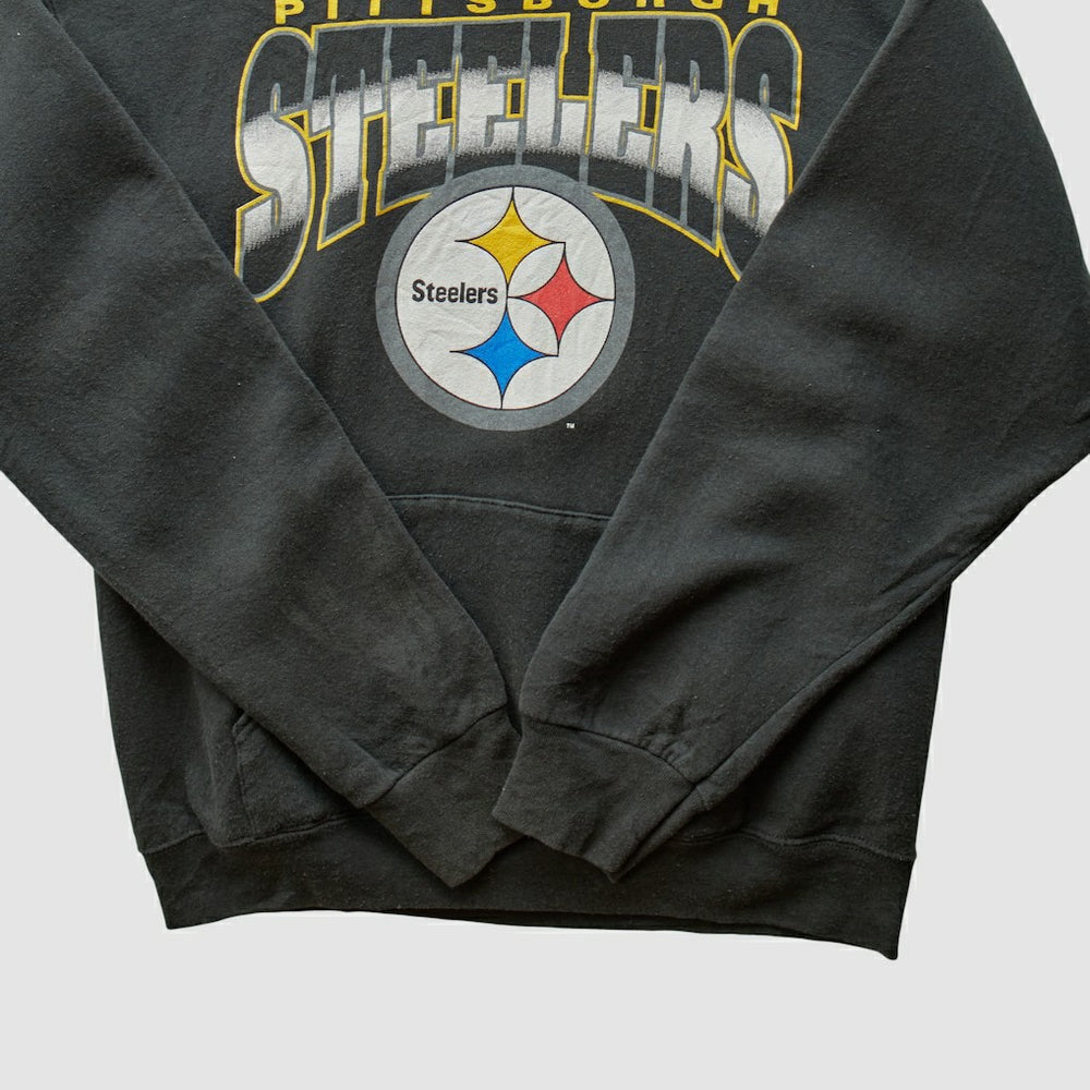 Pittsburgh Steelers 90s Hooded Pullover Sweatshirt Black Vintage - Fanatics