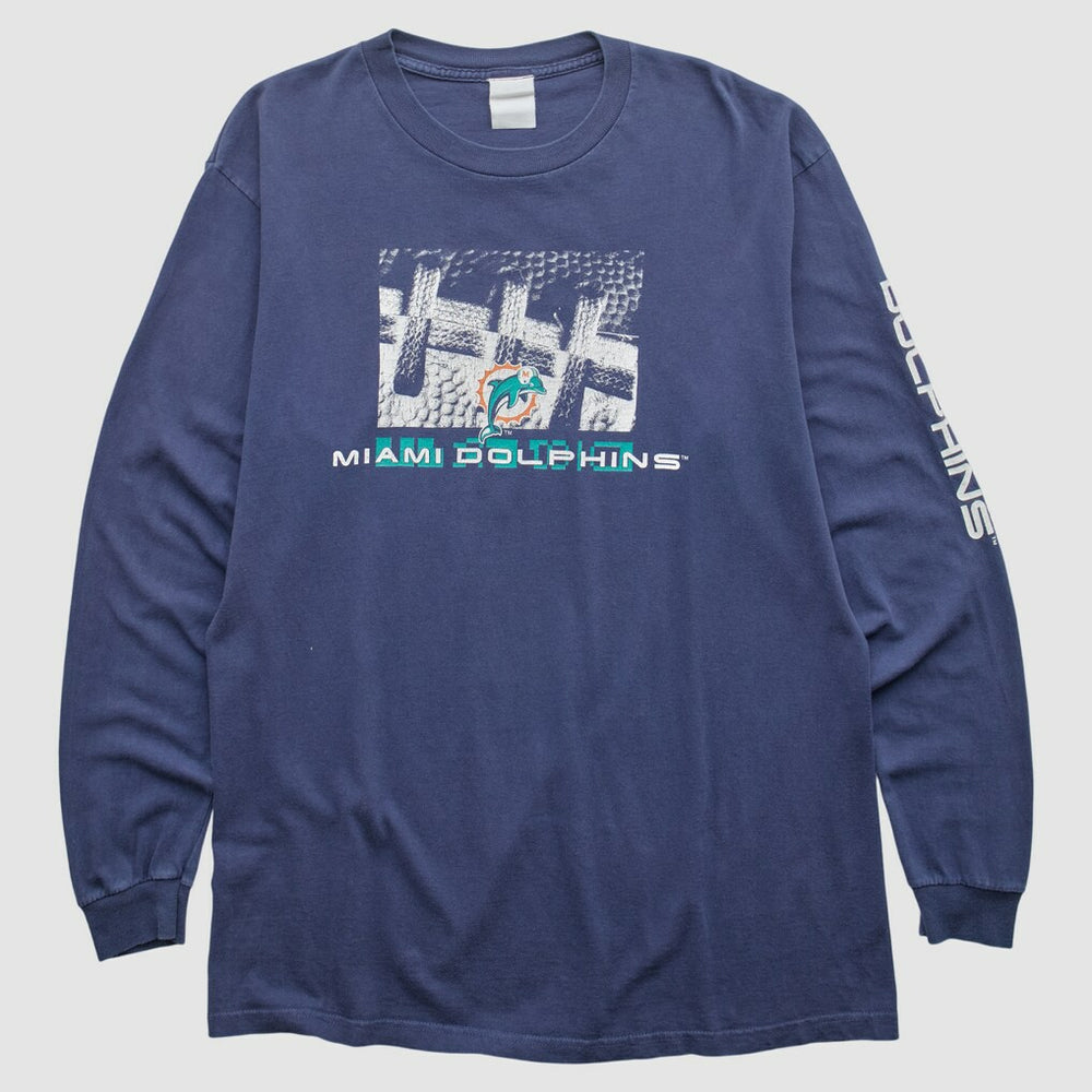 Miami Dolphins 2000s Long Sleeve T-shirt Navy Vintage - Fanatics